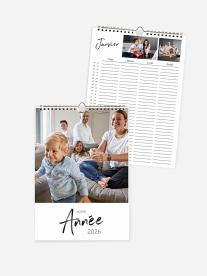 Calendrier familial Calligraphie moderne 4 colonnes
