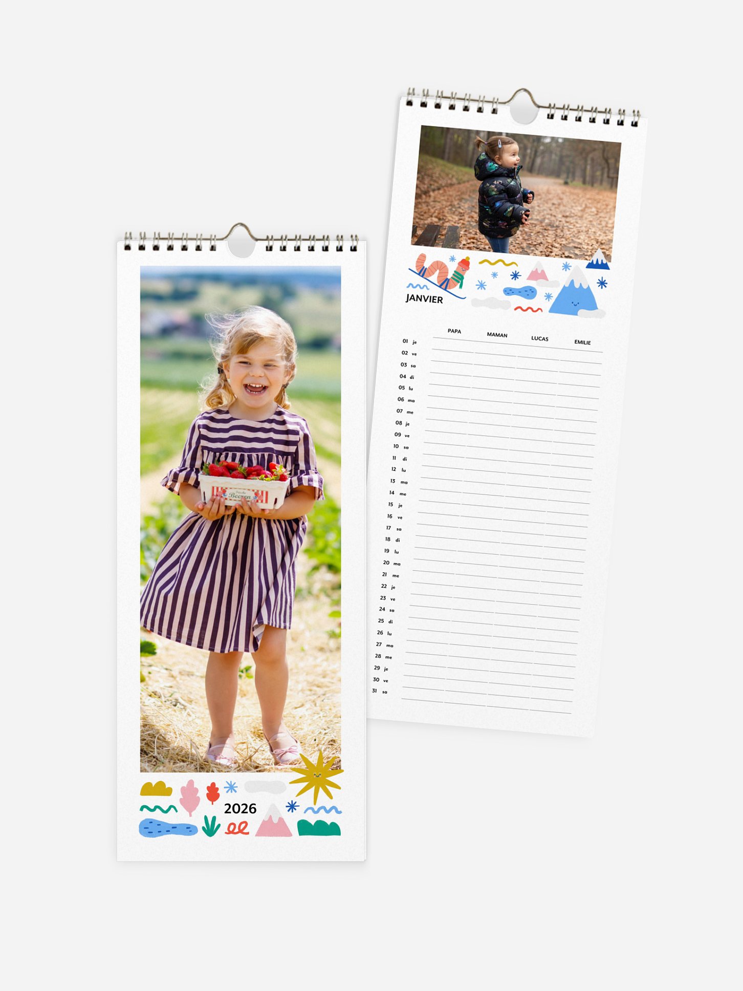 Calendrier familial Année fun 4 colonnes