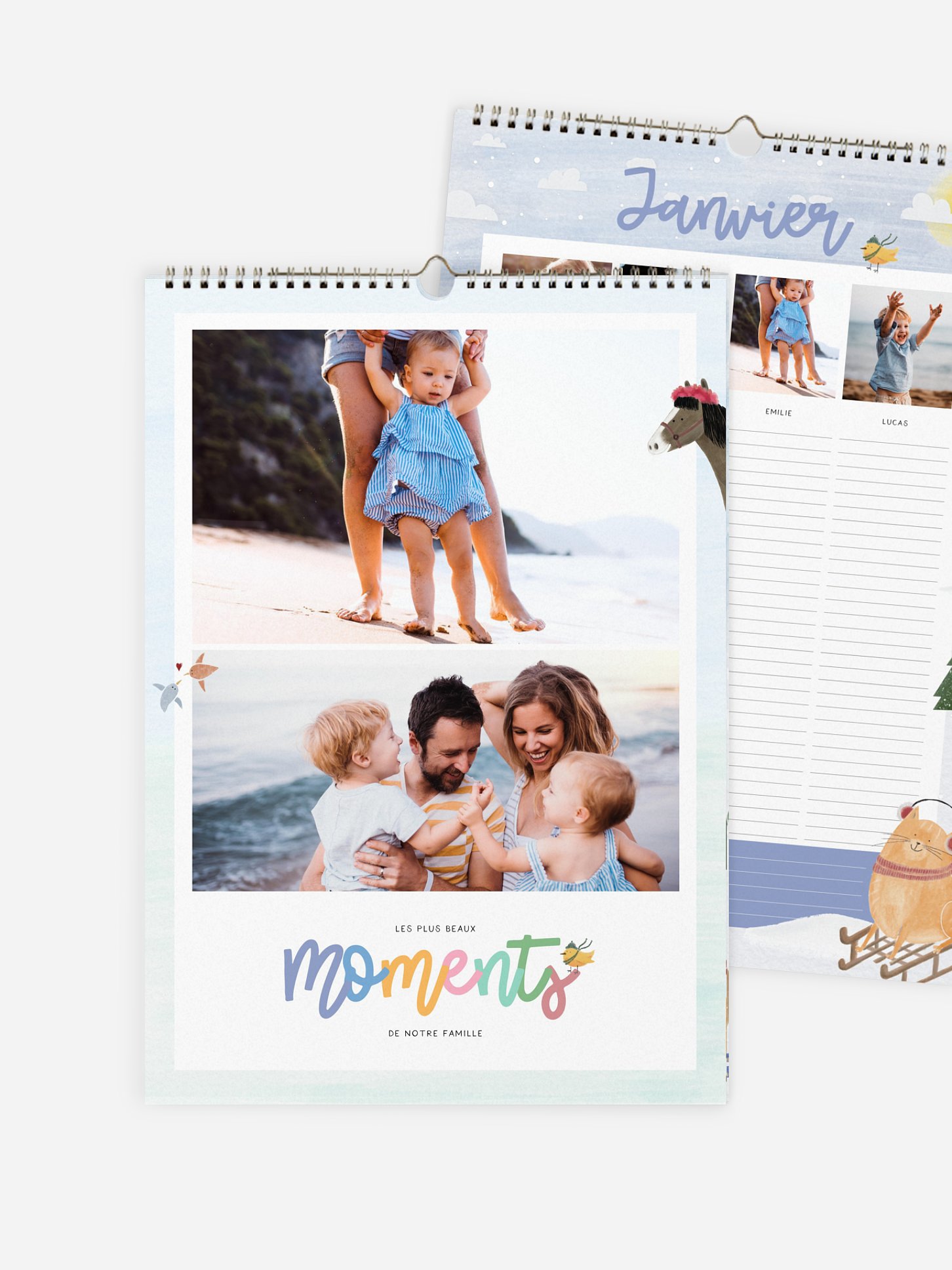 Calendrier familial Animaux 4 colonnes