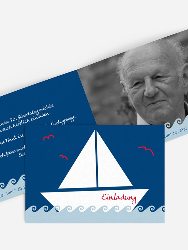 Einladung 80. Geburtstag Segelboot
