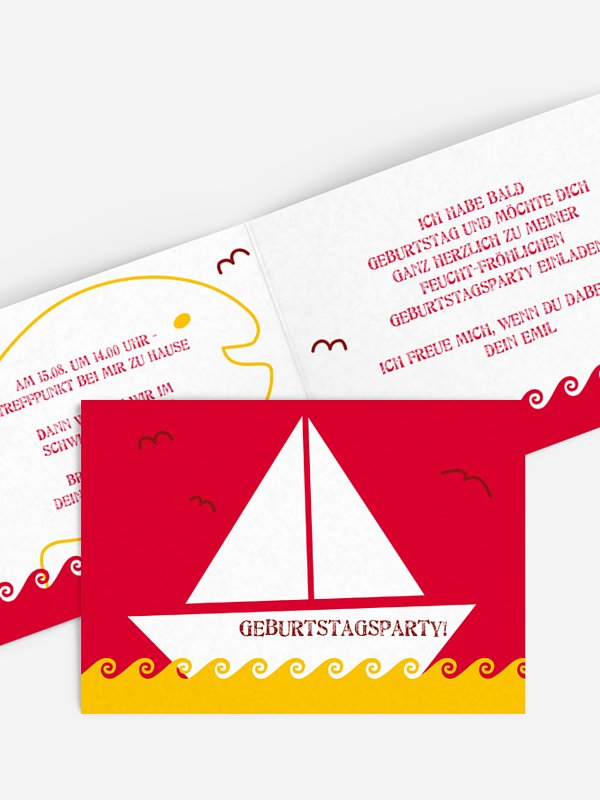 Einladungskarte Kindergeburtstag Segelboot