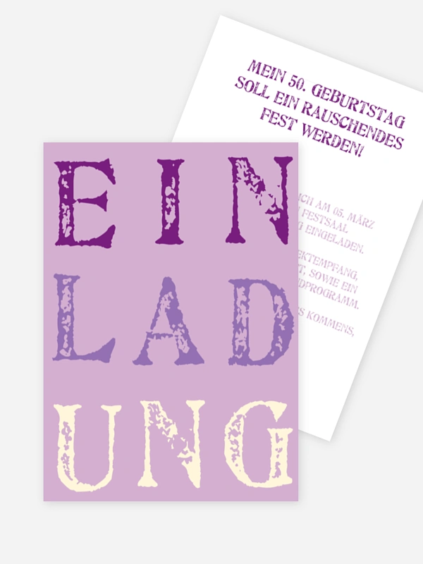 Einladung 50. Geburtstag Letters