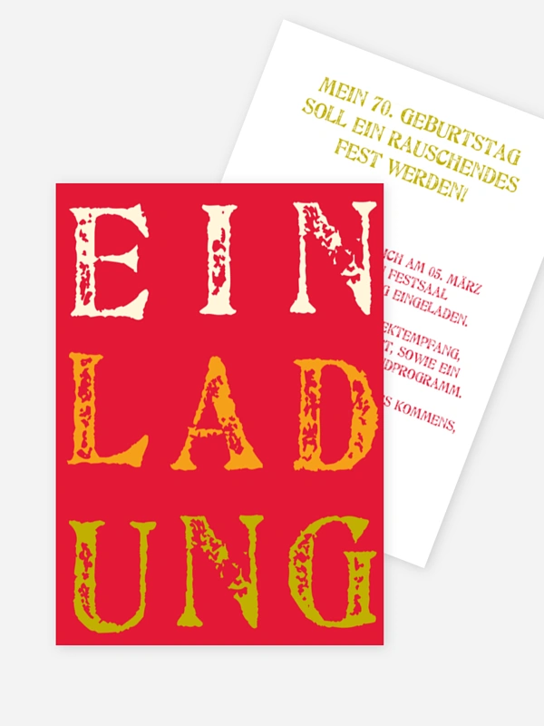 Einladung 70. Geburtstag Letters