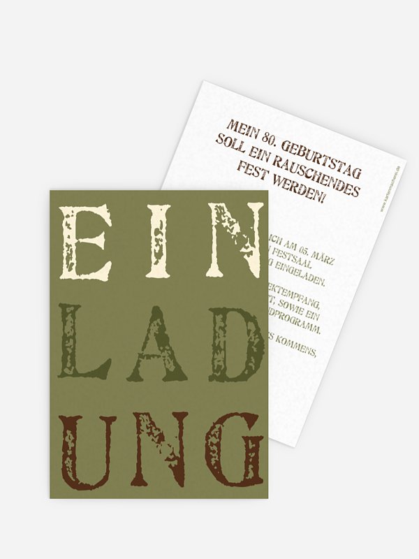 Einladung 80. Geburtstag Letters