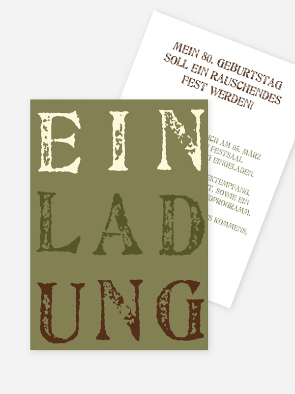 Einladung 80. Geburtstag Letters