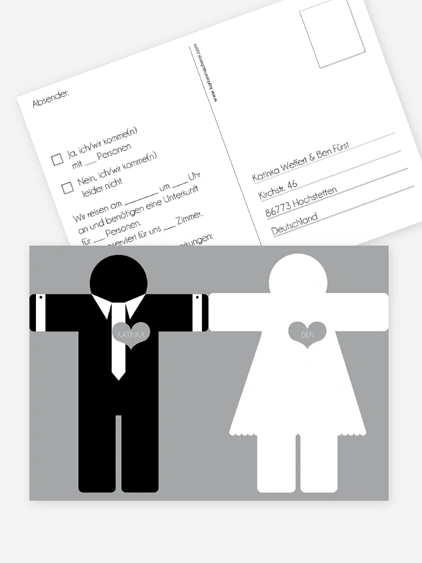 Antwortkarte Hochzeit Mann & Frau