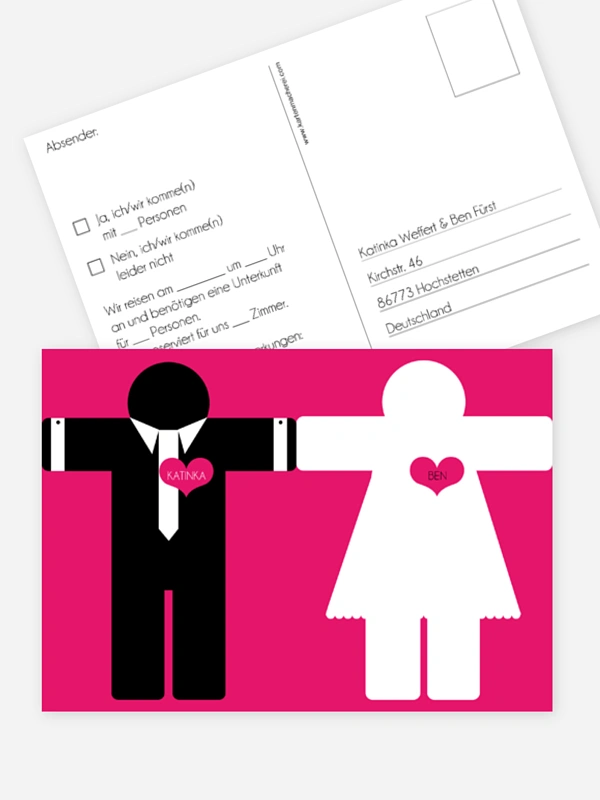 Antwortkarte Hochzeit Mann & Frau