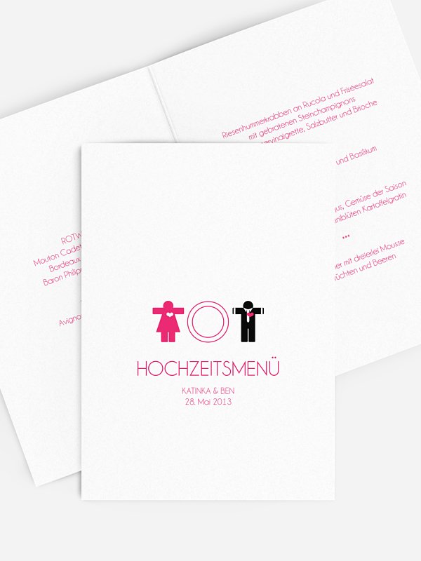 Menükarte Hochzeit Mann & Frau
