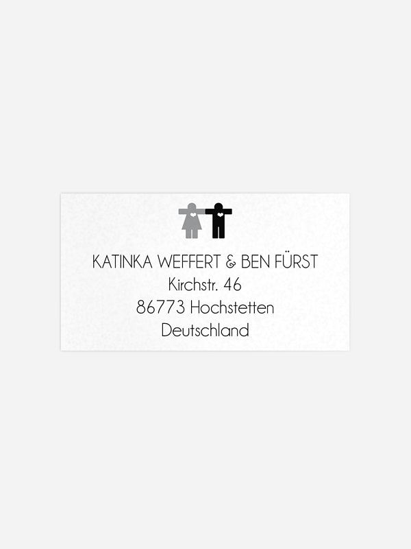 Empfängeraufkleber Hochzeit Mann & Frau