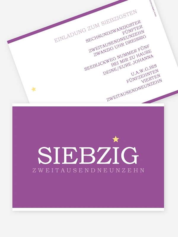 Einladung 70. Geburtstag Star