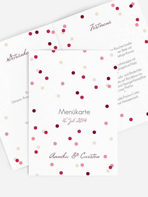 Menükarte Hochzeit Punktvoll