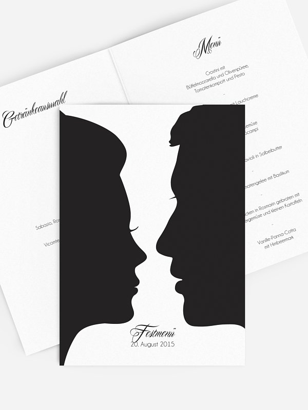 Menükarte Hochzeit Scherenschnitt