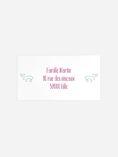 Étiquette destinataire naissance Jolie nouvelle