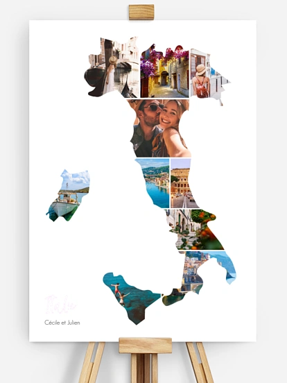 Affiche Carte Italie photo collage