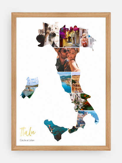 Affiche Carte Italie photo collage