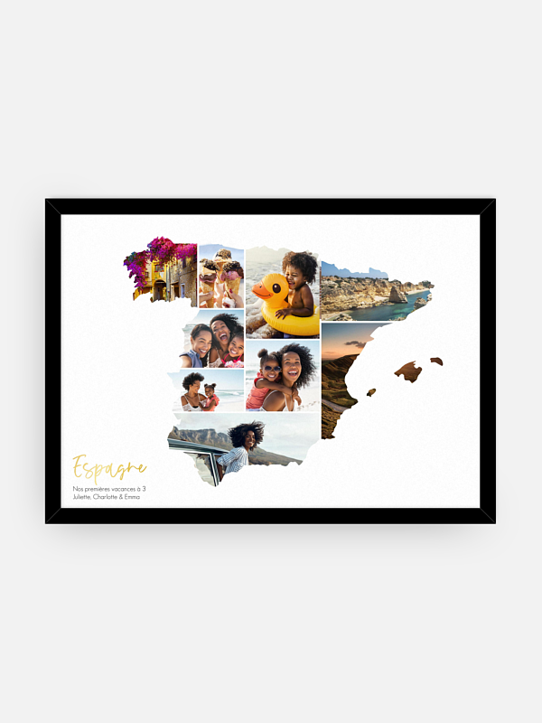 Affiche Carte Espagne photo collage