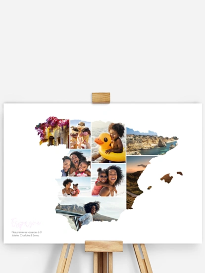 Affiche Carte Espagne photo collage
