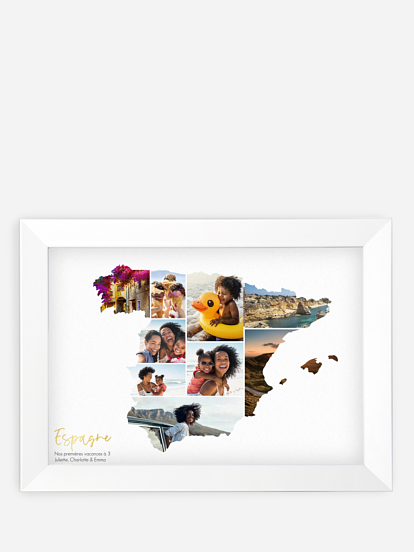 Affiche Carte Espagne photo collage