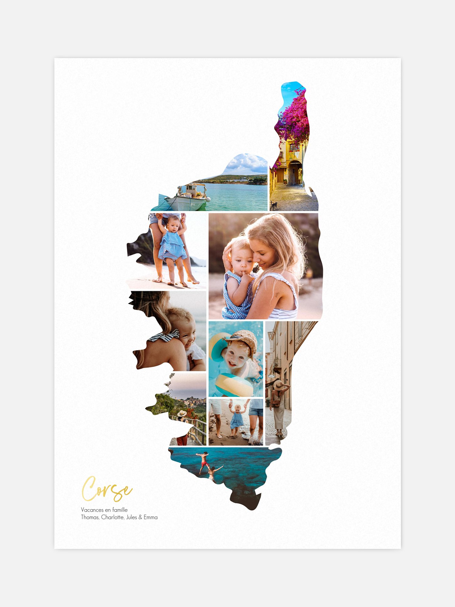 Affiche Carte Corse photo collage