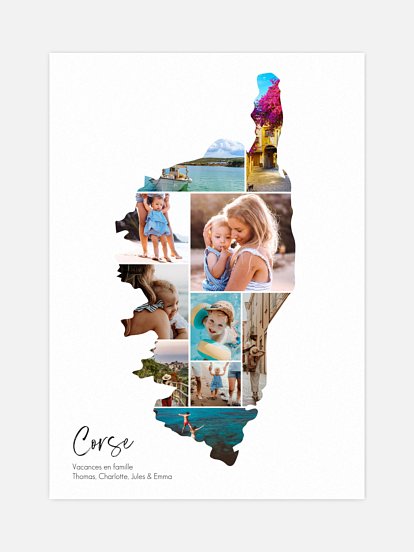 Affiche Carte Corse photo collage