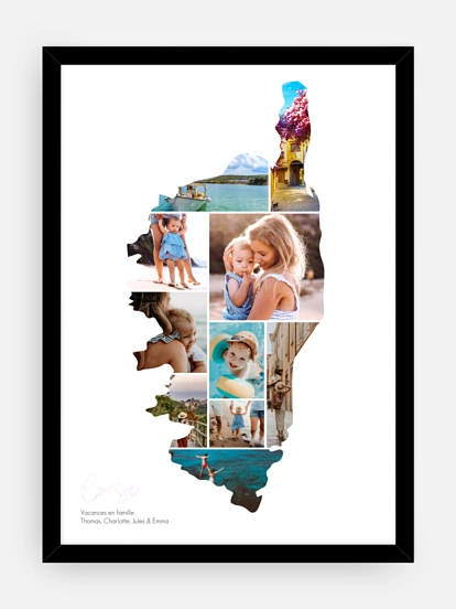 Affiche Carte Corse photo collage