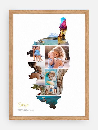 Affiche Carte Corse photo collage