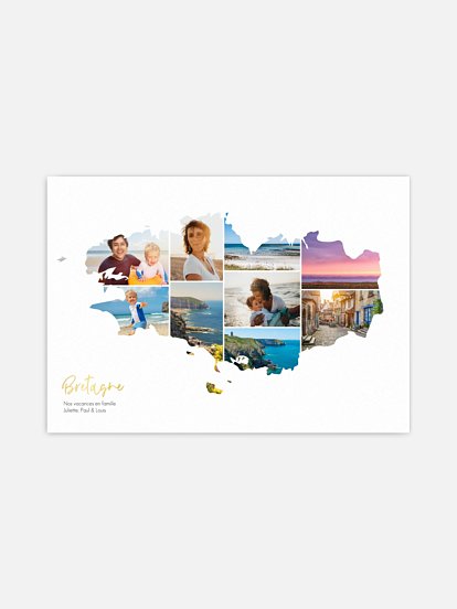 Affiche Carte Bretagne photo collage