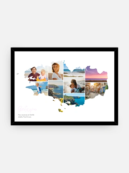 Affiche Carte Bretagne photo collage