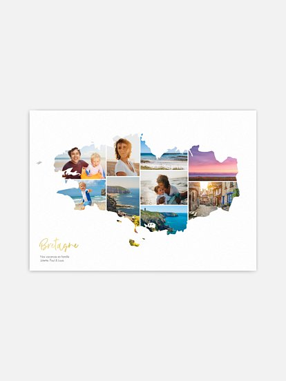 Affiche Carte Bretagne photo collage