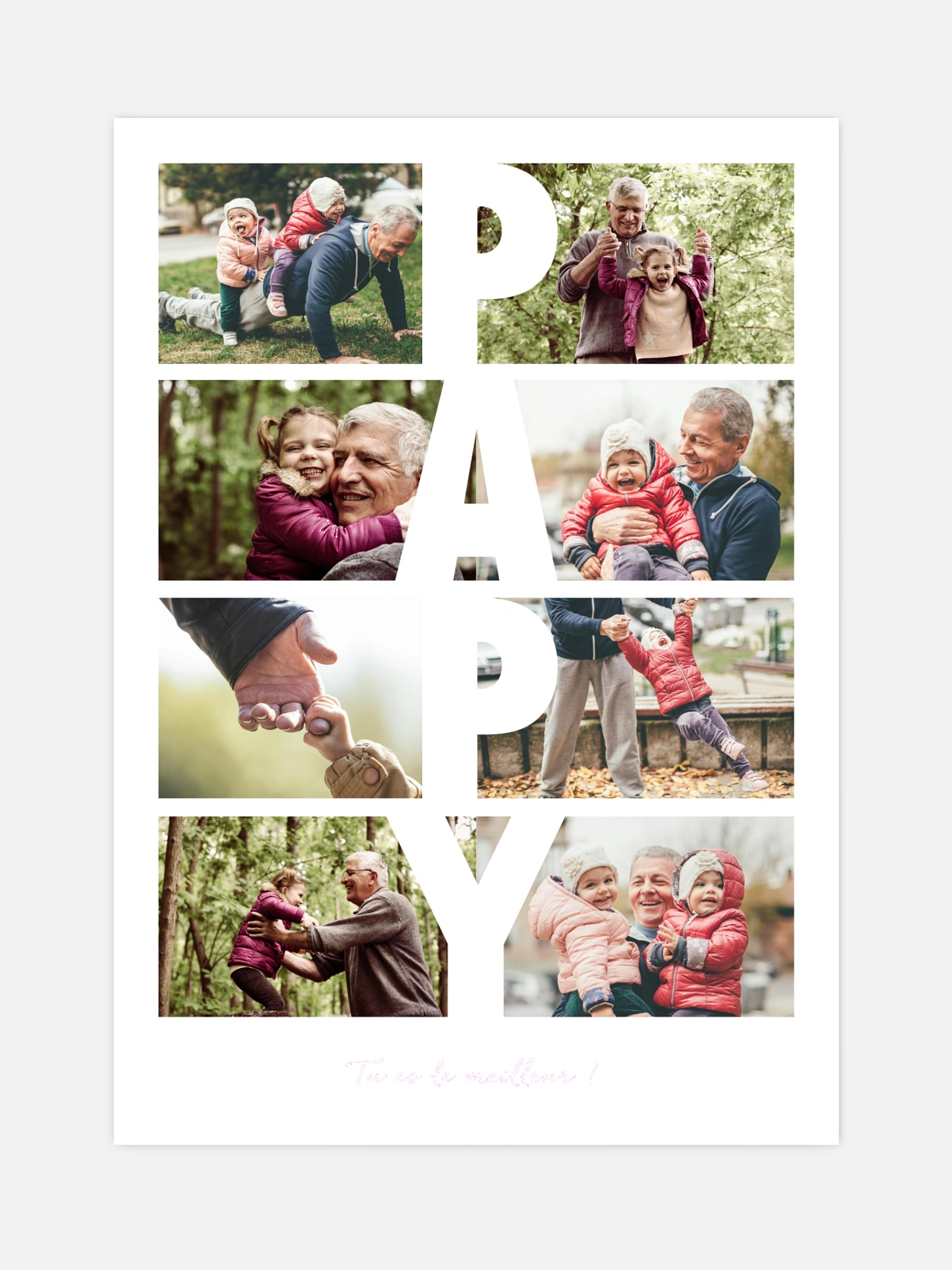 Affiche fête des pères Papy en lettres