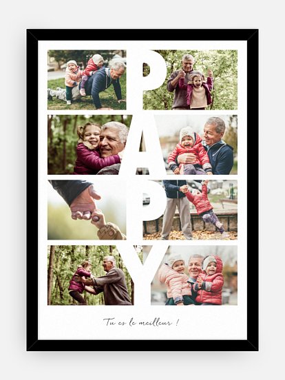 Affiche fête des pères Papy en lettres