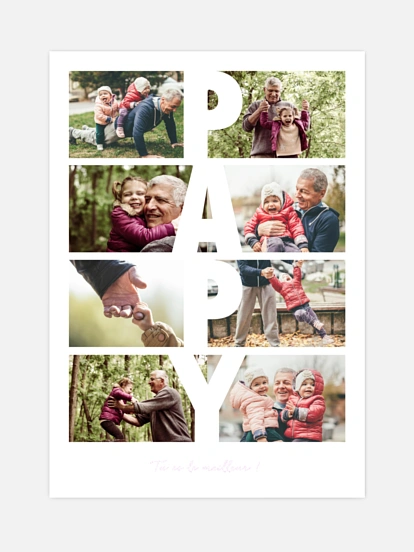 Affiche fête des pères Papy en lettres