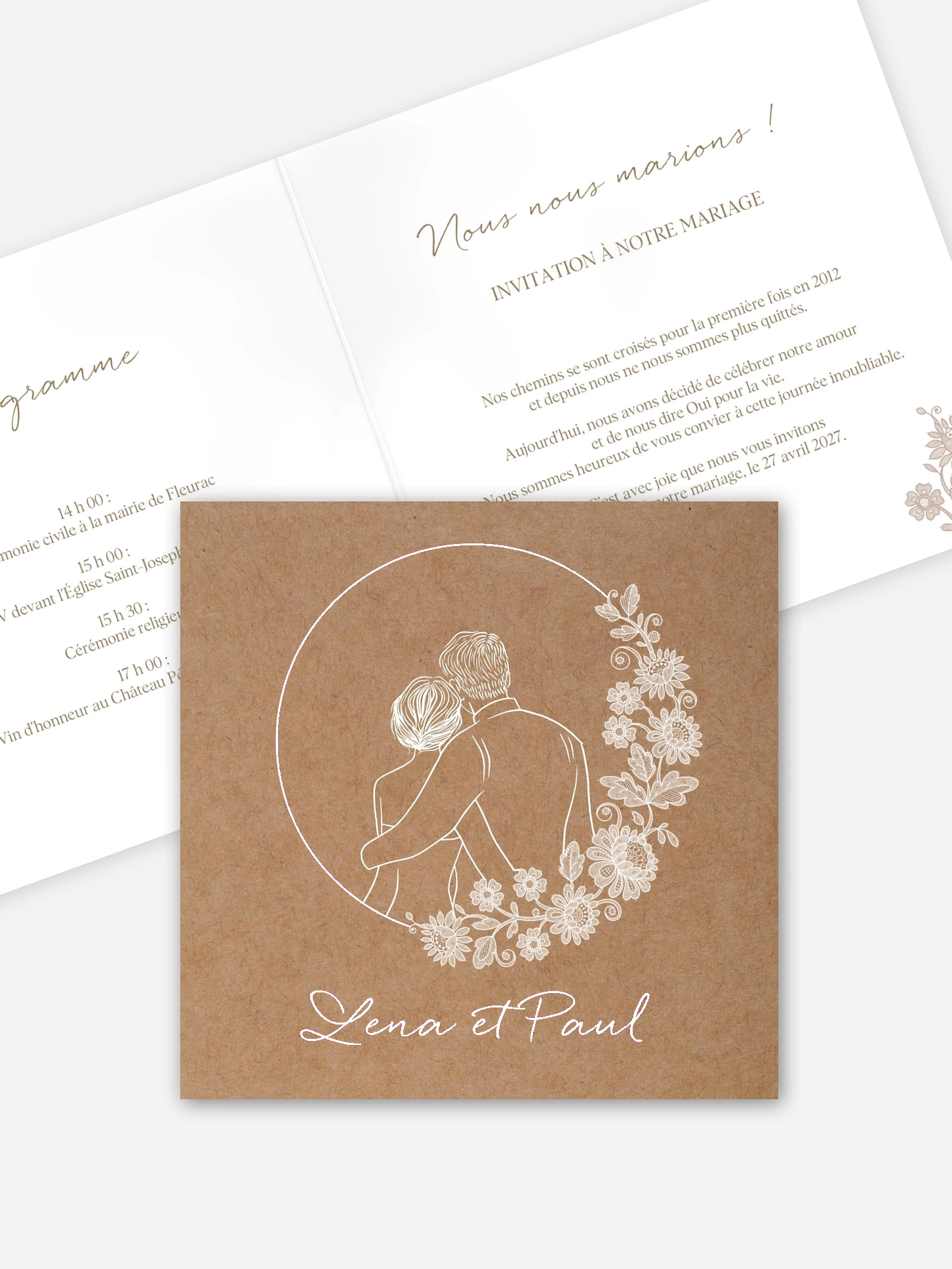 Faire-part de mariage Portrait dentelle