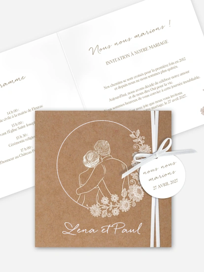 Faire-part de mariage Portrait dentelle