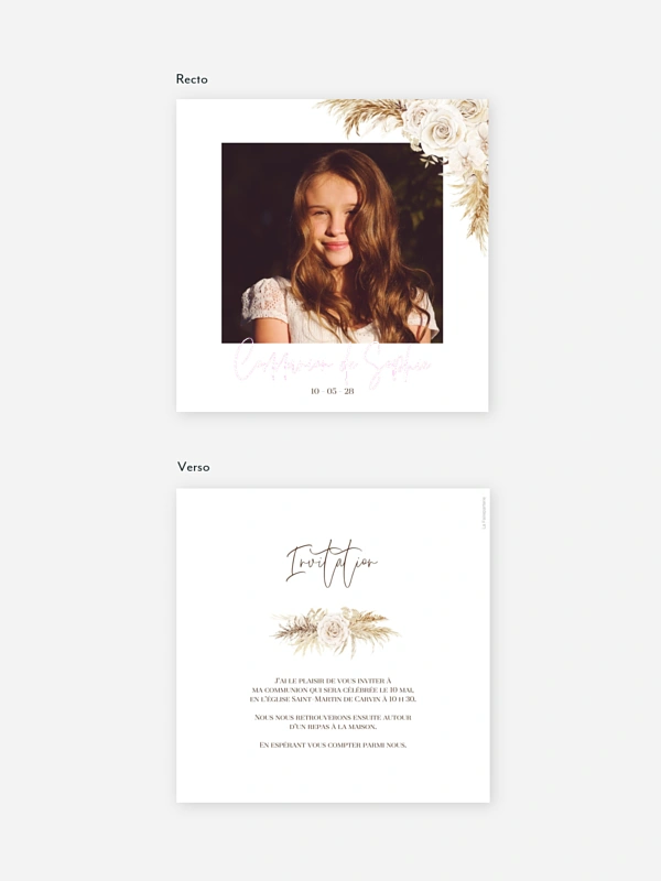 Invitation communion Elegant Boho