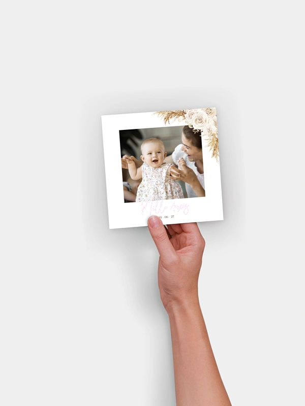 Carte remerciement baptême Elegant Boho
