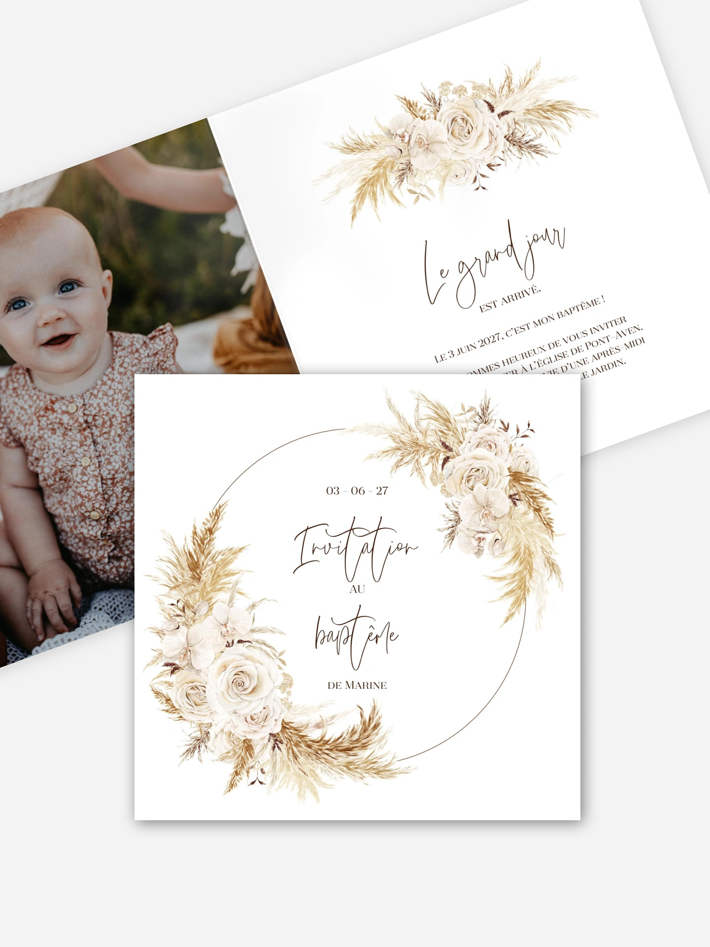 Faire-part baptême Elegant Boho