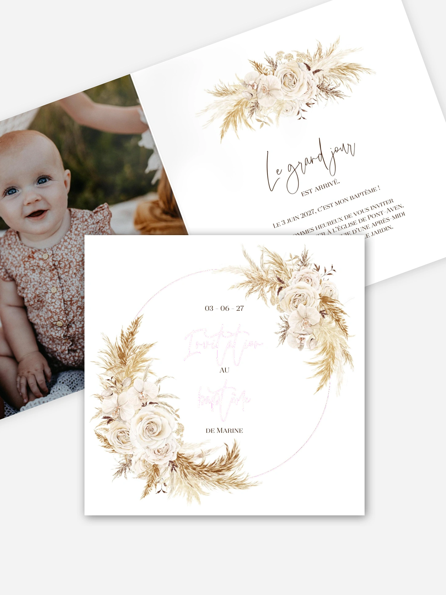 Faire-part baptême Elegant Boho