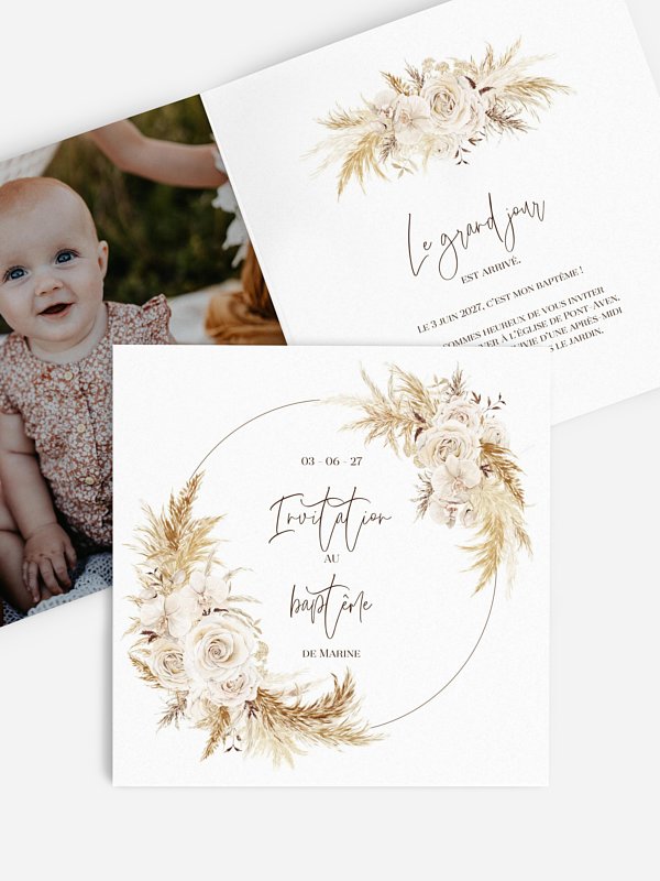 Faire-part baptême Elegant Boho
