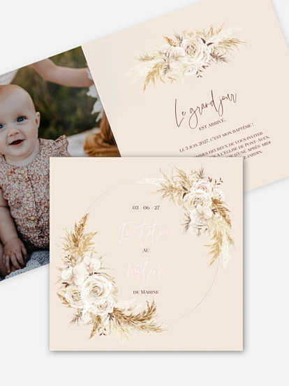 Faire-part baptême Elegant Boho