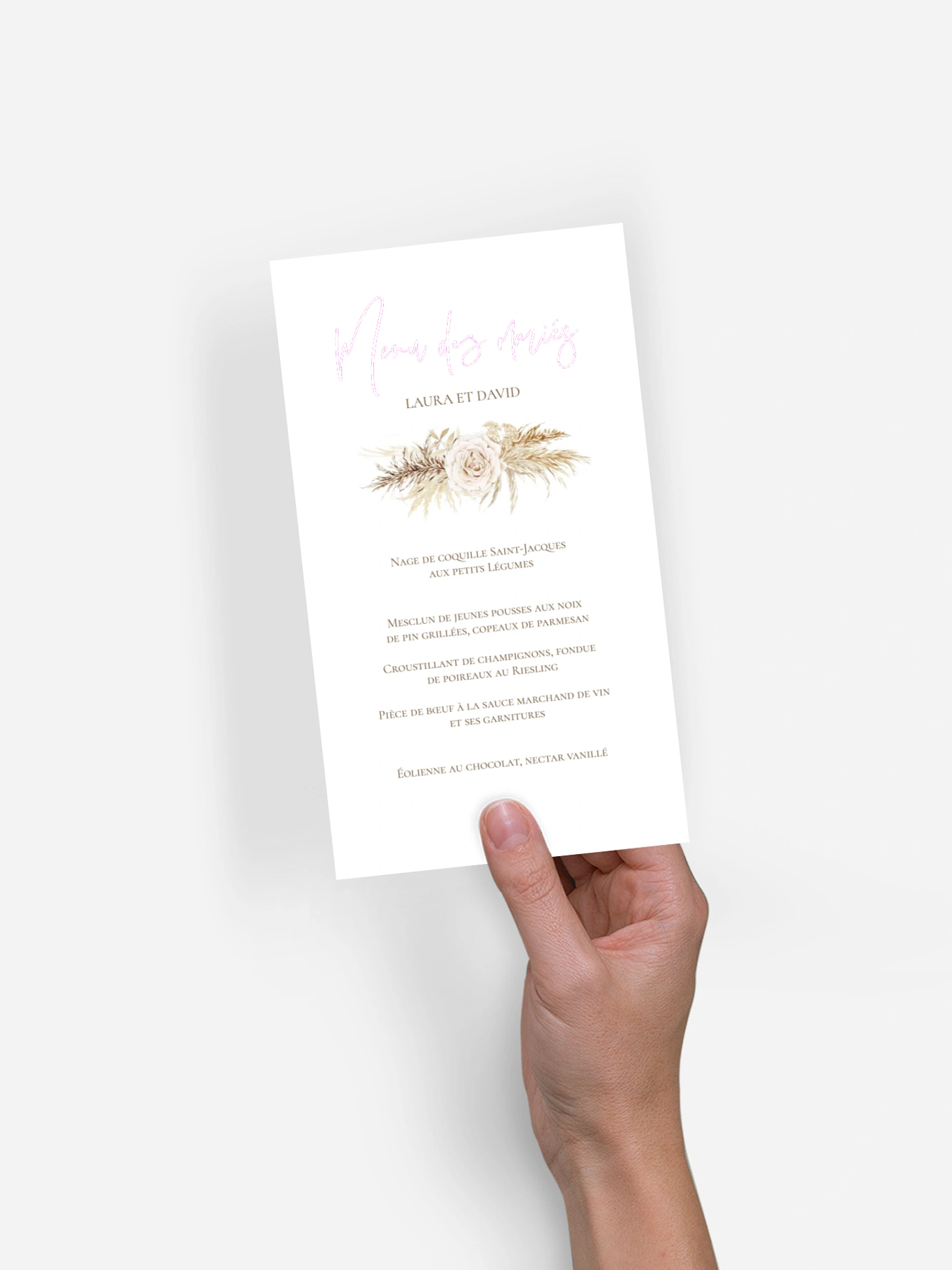 Menu mariage Elegant Boho