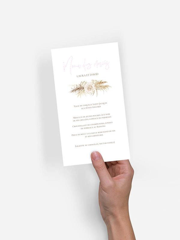 Menu mariage Elegant Boho