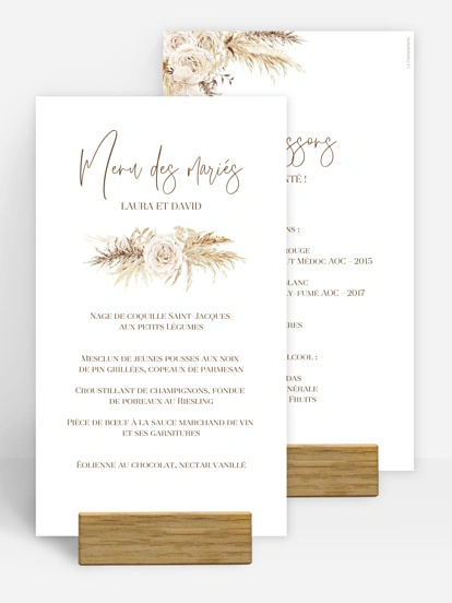 Menu mariage Elegant Boho