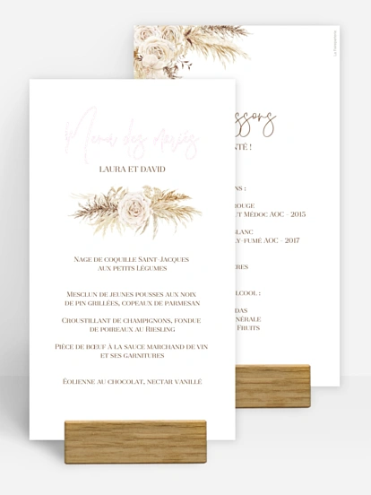 Menu mariage Elegant Boho