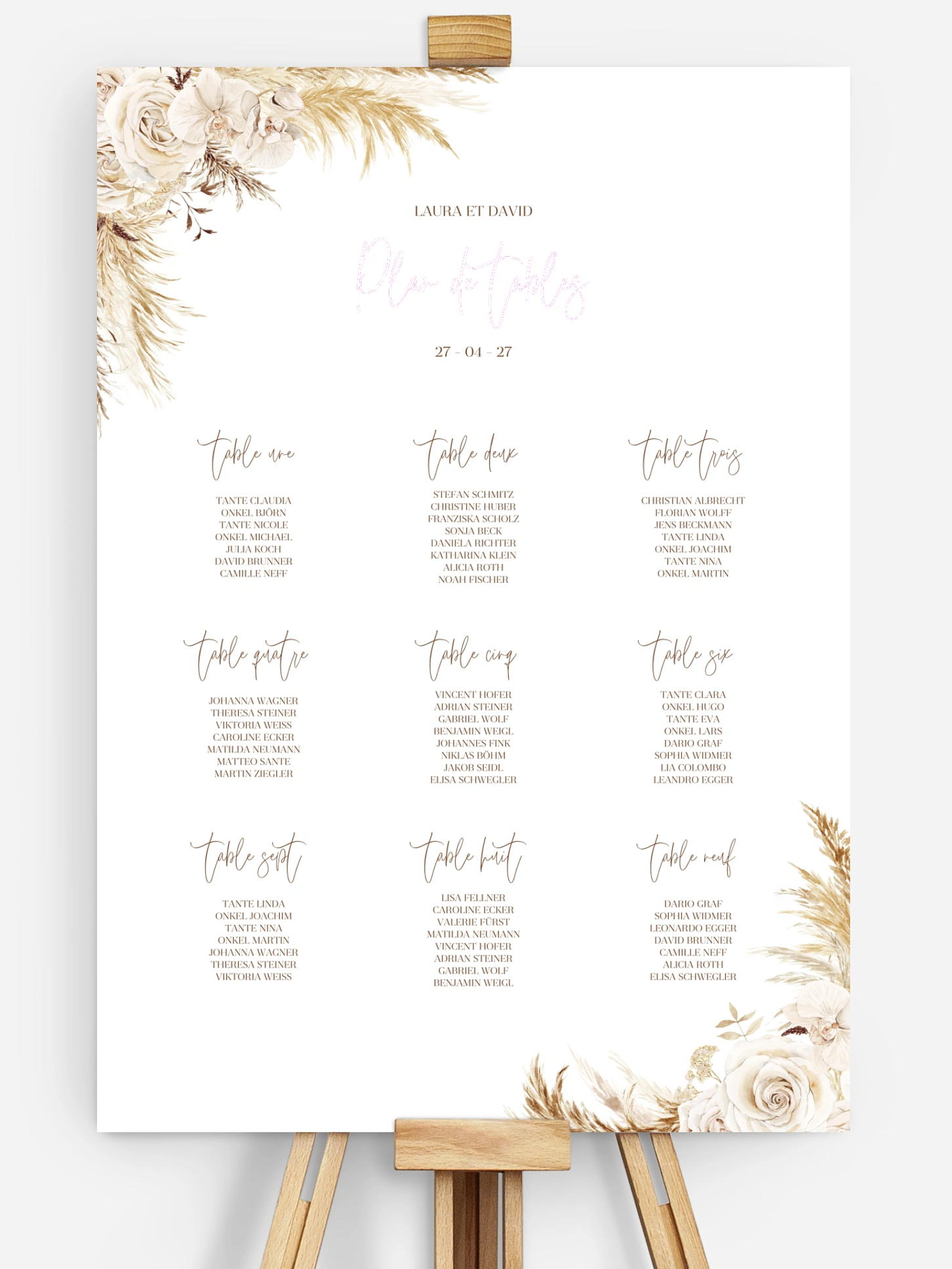Poster plan de table mariage Elegant Boho