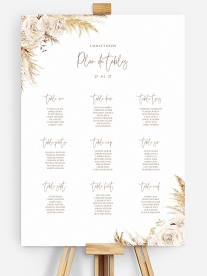 Poster plan de table mariage Elegant Boho