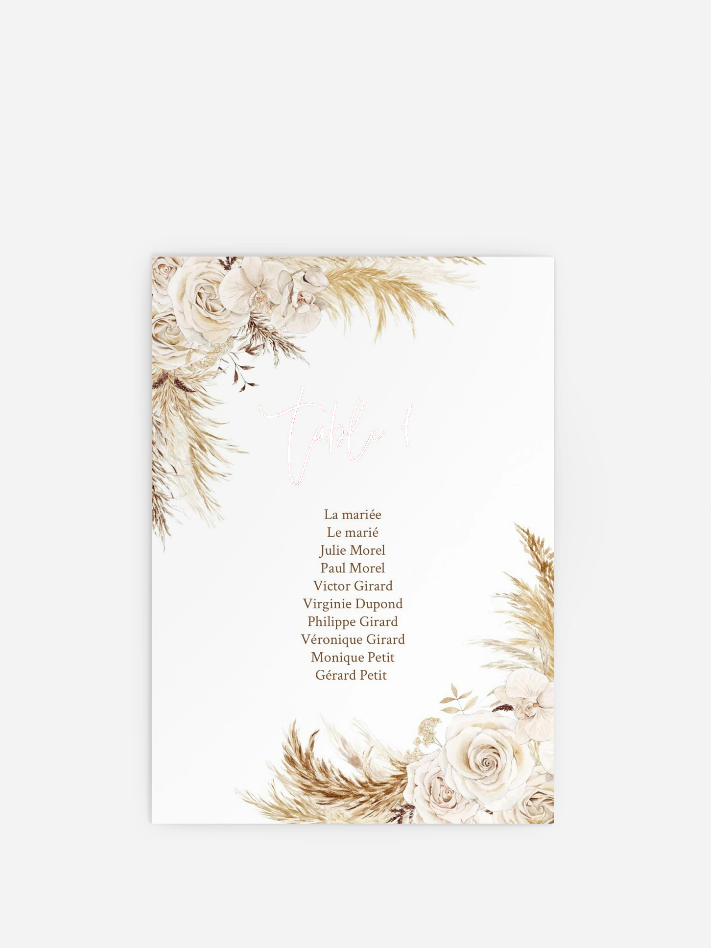 Cartons plan de table mariage Elegant Boho