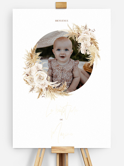 Poster bienvenue baptême Elegant Boho