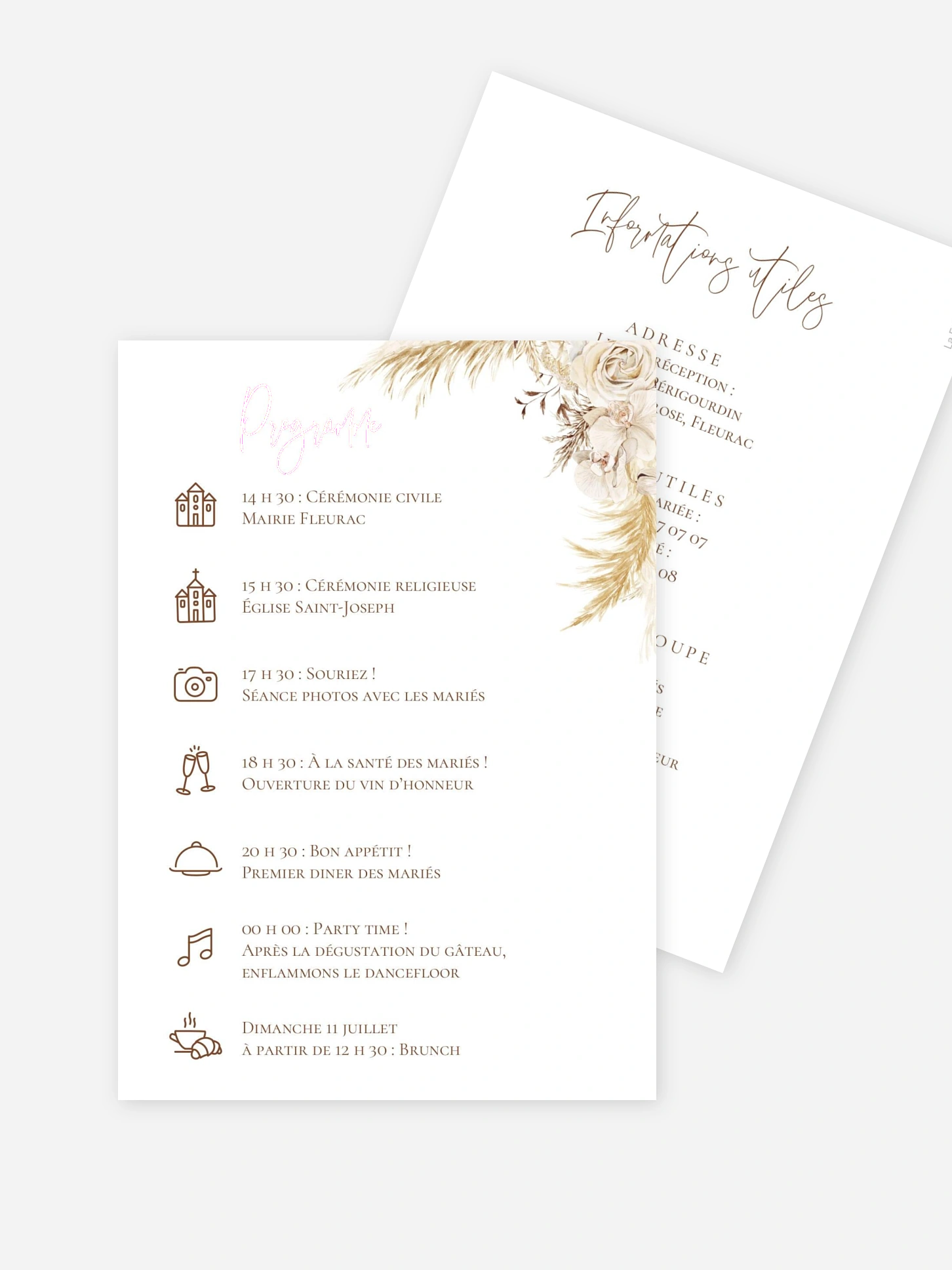 Programme mariage Elegant Boho