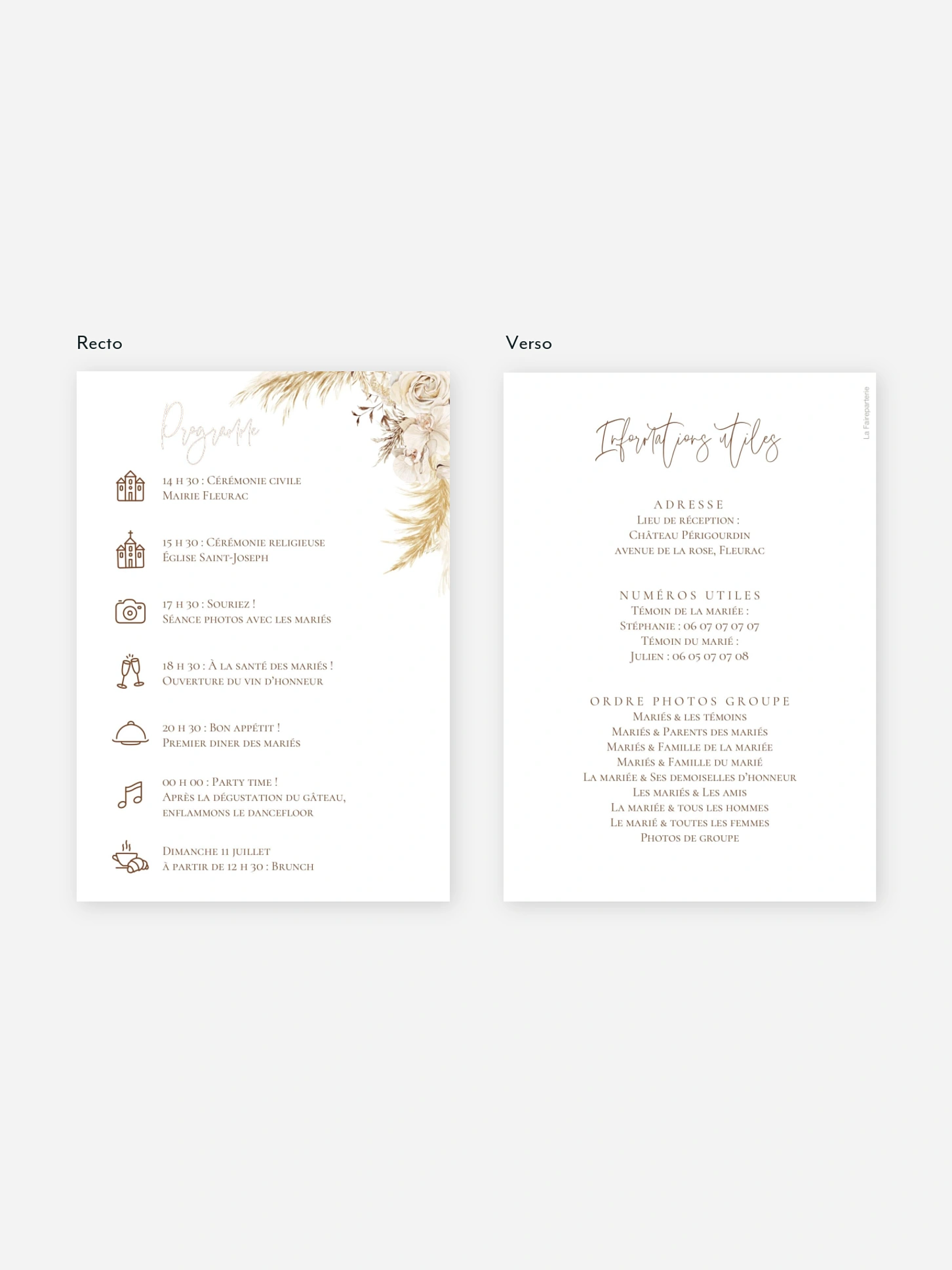 Programme mariage Elegant Boho